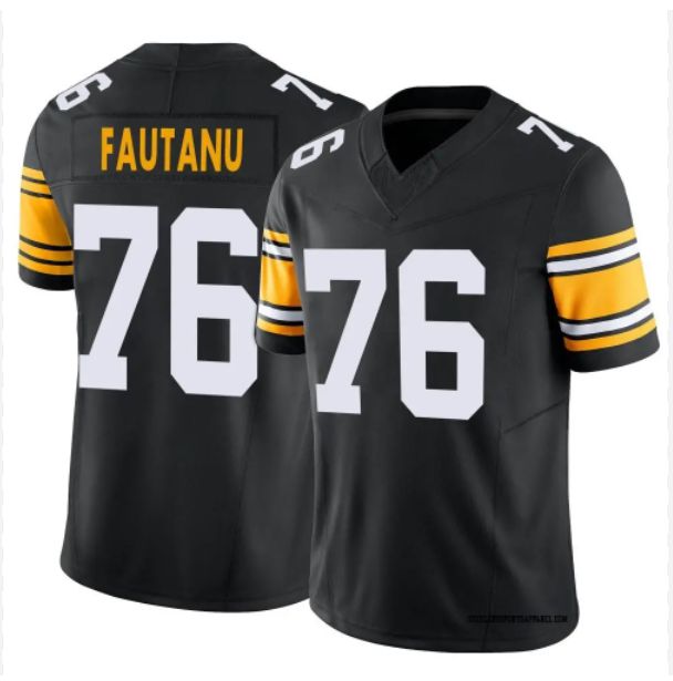 Men Pittsburgh Steelers #76 Fautanu Black Game Nike NFL 2024 Jersey